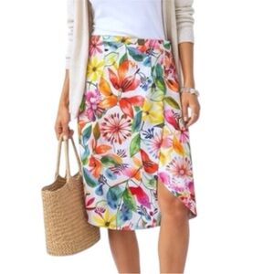 RipSkirt Hawaii Watercolor Floral Midi Wrap Skirt S Length 3 Resortwear Coastal